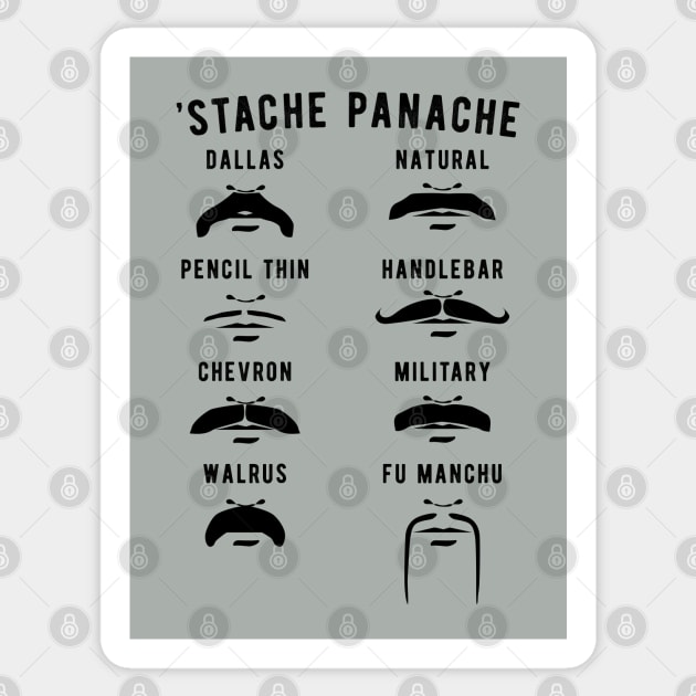 Moustache Chart "'Stache Panache" Moustache Wearers, Hipster, Barber Movember Gift Sticker by SeaLAD